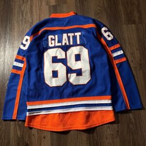 Slapshot Movie Glatt 69 Jersey Hockey Blue Orange Adult Men's‎